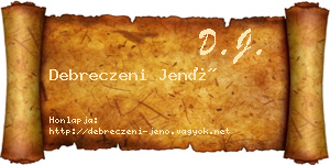 Debreczeni Jenő névjegykártya